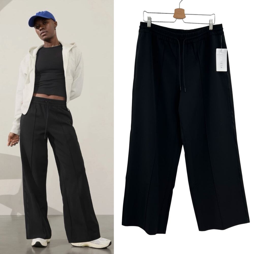 Athleta Endeavor Relaxed Pant Black Wide‎ Leg Pull On NWT Size Large